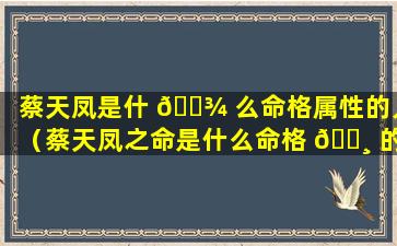 蔡天凤是什 🌾 么命格属性的人（蔡天凤之命是什么命格 🕸 的人）